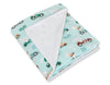 Grote dubbelzijdige autostoeldeken voor baby's - Mint Rabbits/Wit