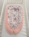 Baby nest double-sided Premium Cocoon for infants BOBONO - sepia roses/pastel pink