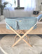 Misty Blue BOHO Handmade Moses Basket with Stand - Stylish & Practical Newborn Sleep Solution