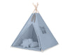 Tipi tent voor kinderen speelmat kussens decoratieve veren pastelblauw set
