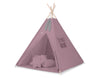 Tipi tent voor kinderen speelmat kussens decoratieve veren pastel violet set