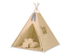 Tipi-tent voor kinderen + speelmat + kussens + decoratieve veren – beige