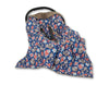 Big Double-Sided Car Seat Blanket for Babies – Fox Family on Blue/Brown
