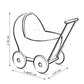 WickerDollPushchairWhiteWithBlueBeddingAndSoftPadding