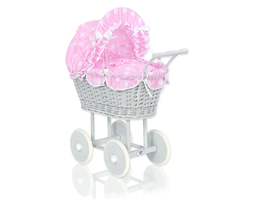 Wicker Dolls' Prams - High Prams Grey