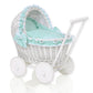 WickerDoll Kinderwagen Wit Met Muntgroen Beddengoed En Zachte Vulling