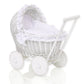 Wicker Doll Pushchair with Bedding and Soft Padding – White