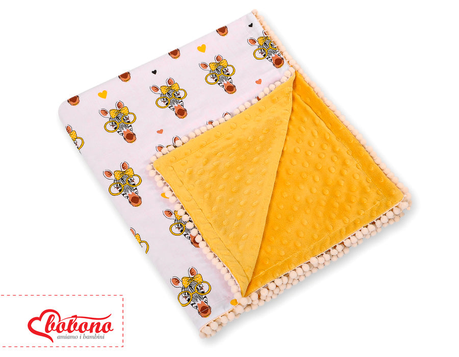 Double-Sided Blankets Minky with Pompons