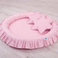 Hanging canopy + nest with flounce + pillows pink set