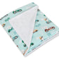Grote dubbelzijdige autostoeldeken voor baby's - Mint Rabbits/Wit