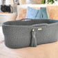 Laurel BOHO Handmade Cotton Moses Basket with Mattress - Cozy & Natural Sleep Space for Newborns