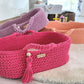Moses Basket BOHO Cotton – Doll Carrier – Fuchsia