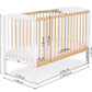 Wooden baby cot 120x60cm Leonardo white - natural wood