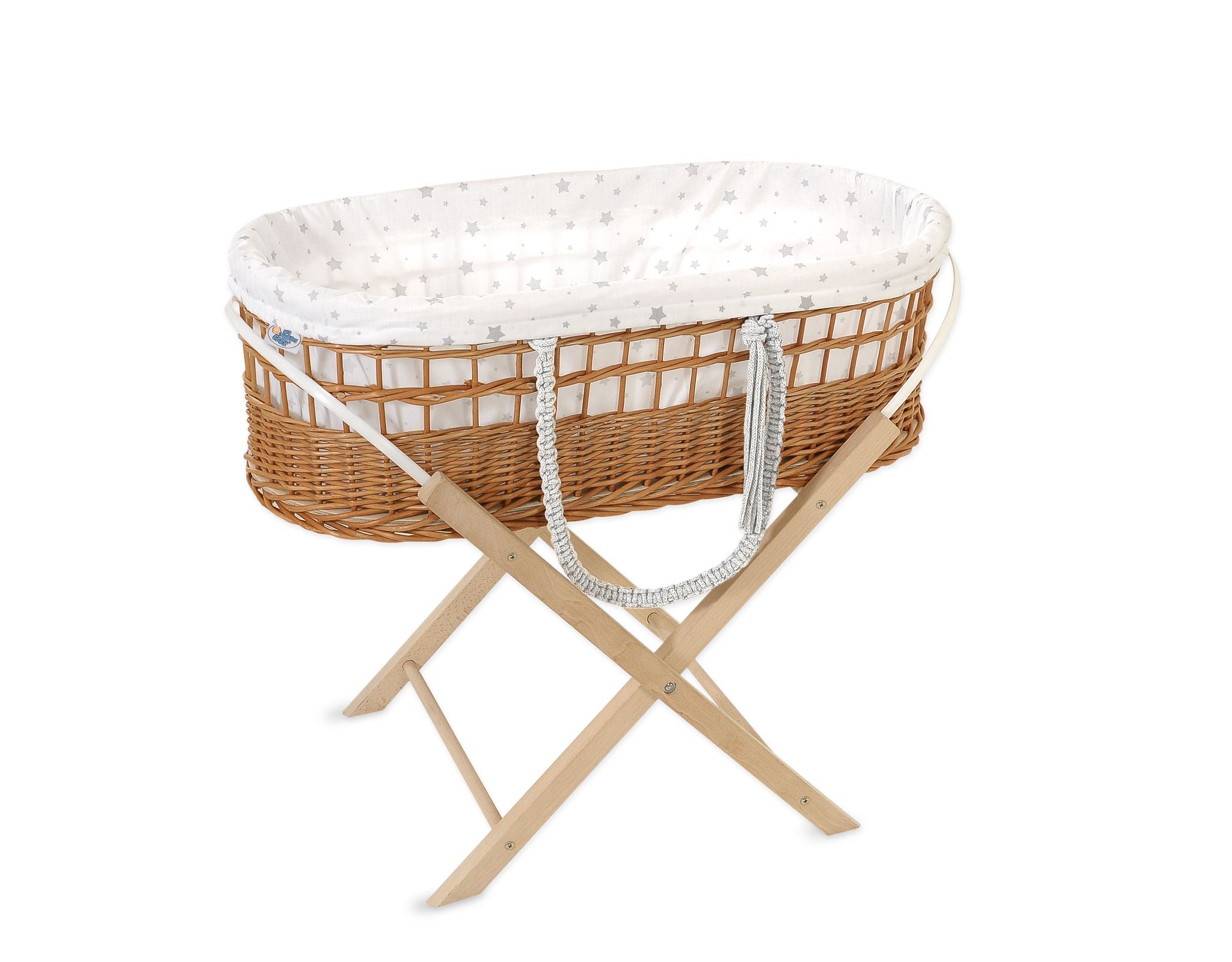 Wicker-Moses Basket BOHO with Stand