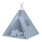Tipi tent voor kinderen speelmat kussens decoratieve veren pastelblauw set