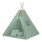 Tipi tent voor kinderen speelmat kussens decoratieve veren pastelgroen set