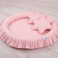 Hanging canopy + nest with flounce + pillows pastel pink set